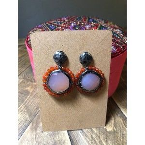 Designer Genuine Faceted Rose Quartz Gemstones  Palladium Over Sterling Earrings